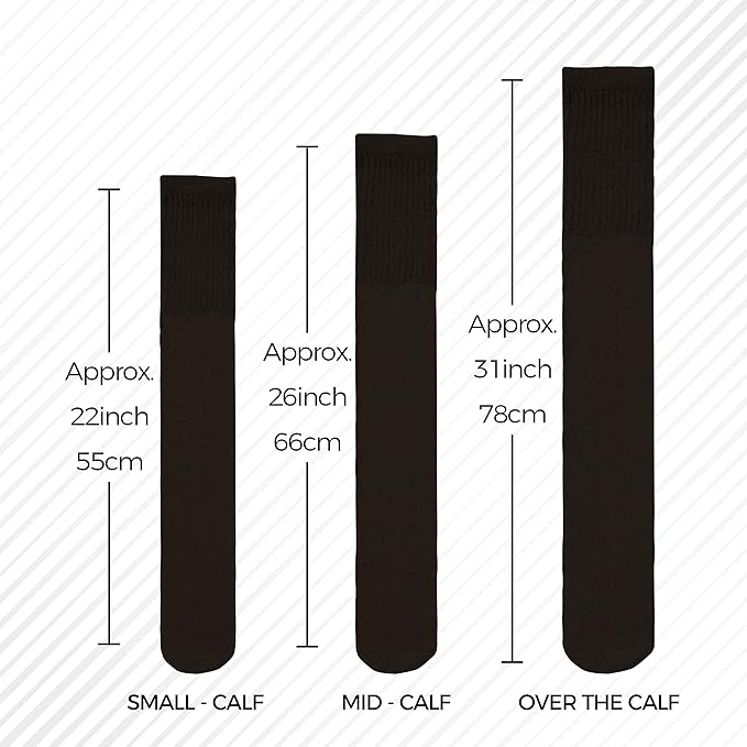 Diamond Star Men's 6 Pack Athletic Tube Socks Running Sports OVER THE CALF Full Cushioned Premium Soft Cotton Big and Tall