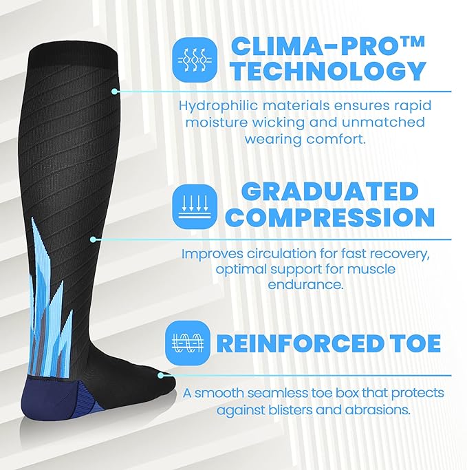 NEWZILL Medical Compression Socks for Women & Men Circulation 20-30 mmHg, Best Support for Running Athletic Cycling Nursing Travel Work and Fitness