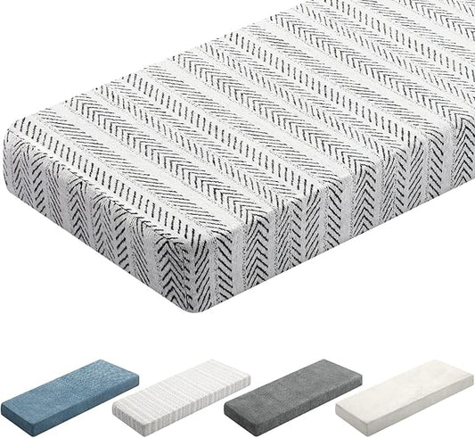 Leinuosen Bench Cushion 42x16x4 Inch for Indoor Furniture Weaving Texture Chenille Kitchen Bay Window Non Slip Seat Cushion Tufted Thicken Pad for Patio Porch, Mud Room Entryway (Black and White)