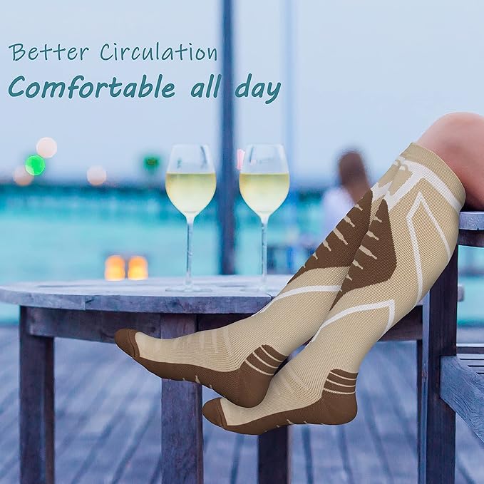 Compression Socks for Men & Women 20-30 mmHg Knee High -Best Support for Medical, Athletic, Sports, Travel (1/2Pairs)