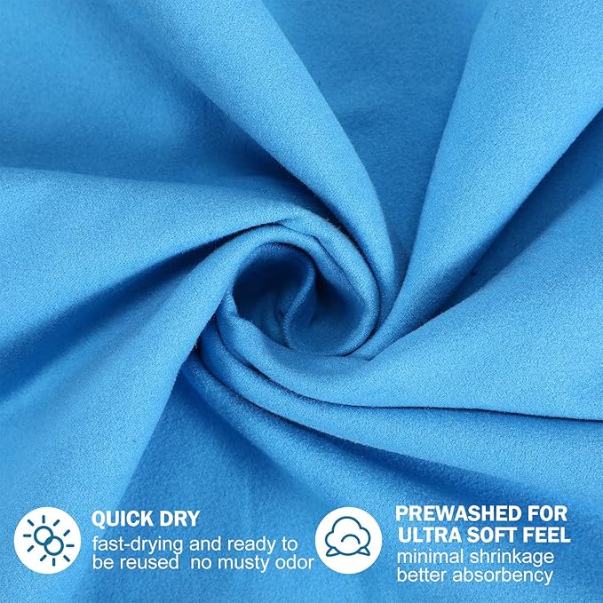 Xinnun 4 Pack Microfiber Camping Towel - Quick Dry Towel 3 Size 4 Black Mesh Bags 12 Travel Towels for Beach Camping Hiking Yoga Swim Sports Backpacking