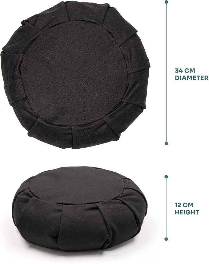 Myga Zafu Yoga Meditation Cushion with Washable Cover - Floor Cushion Pillow with Natural Buckwheat Filling - Soft Round Cotton Design for Meditating or Pranayama Exercises