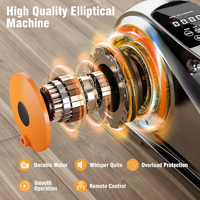 Under Desk Elliptical Machine, Ellipse Leg Exerciser While Sitting for Seniors Adults, Quiet & Portable Fully Assembled Foot Pedal Exerciser at Home with Remote Control, Exclusive Office Silent Mode