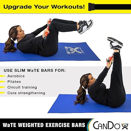 CanDo Slim WaTE Bar 4lb Green, Total Body Workout Weighted Exercise Bar for Strength Training, Toning, and Physical Therapy