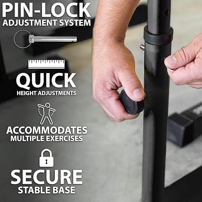 Synergee Dip Bar. Adjustable Dip Station from 30” – 39” for Dips, Inverted Pull Ups. Max capacity 400 lbs. Portable Dip Stand for Total Body Workout. Available in Yellow and Black.