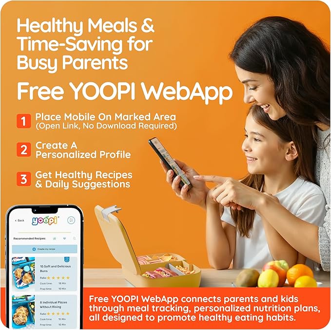 YOOPI Bento Box for Kids, Leak-Proof, BPA-Free School Bento Lunch Box Containers with Compartments. Online Healthy Meal Planning, Durable, Easy-Clean, Eco-Friendly Lunchbox for Boys & Girls (Yellow)