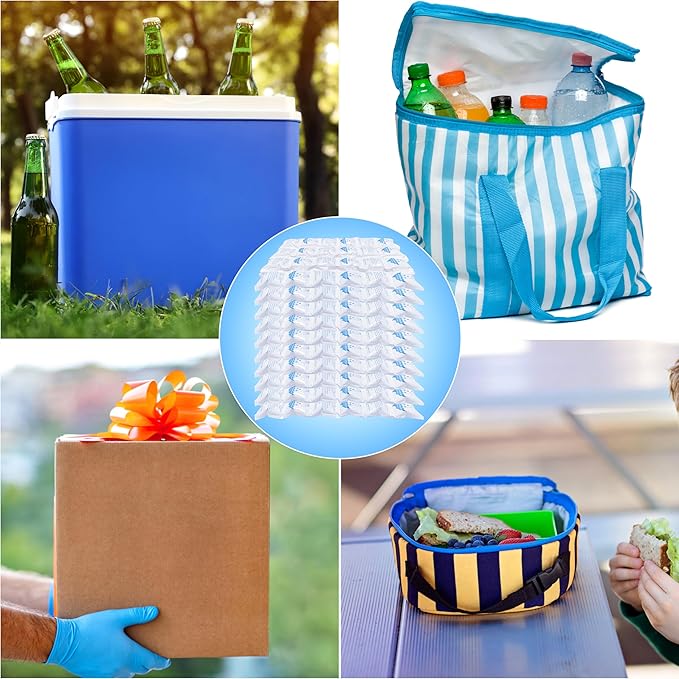 Dry Ice Packs for Shipping Frozen Food & Perishables - 10 Sheets (24 Small Ice Packs Per Sheet) | Long Lasting Cold Ice Pack for Coolers, Lunch Boxes & Insulated Bags | More Than 24 Hours