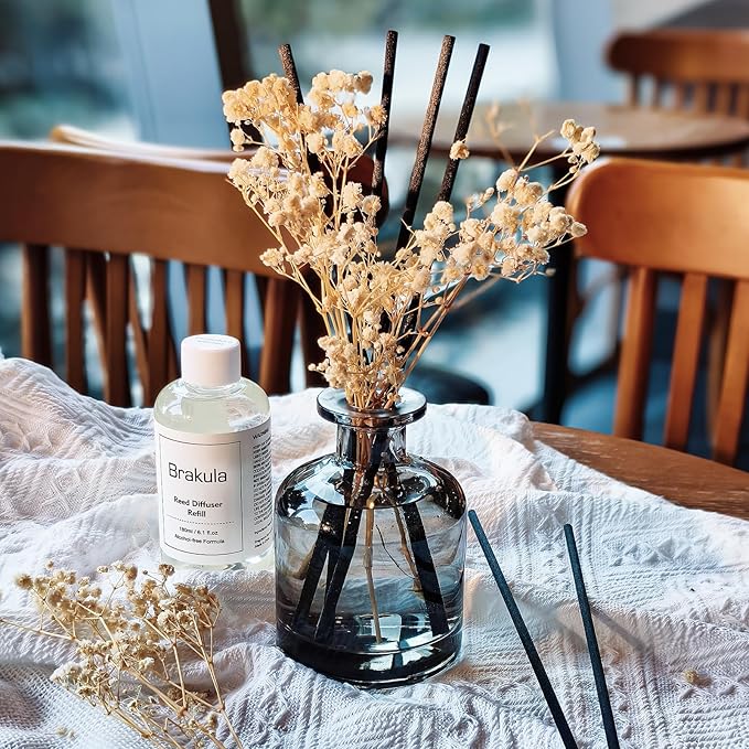Brakula Reed Diffuser Set, 6.09 fl oz (180 ml)- Lavender Eucalyptus with 8 Reed Sticks, Home Fragrance Reed Diffuser for Bathroom Shelf Decor