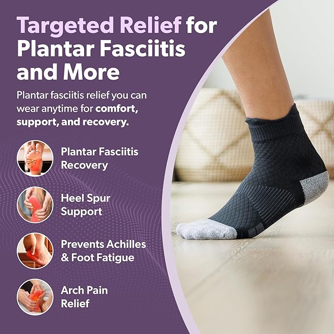 BraceAbility Plantar Fasciitis Socks - Ankle Compression Socks for Foot Pain Relief, Heel Spurs, Achilles Tendonitis, Full-Toe Arch Support Sleeve Socks for Women and Men (1 Pair - L)