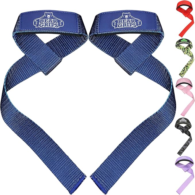 Bear Grips Lifting Straps - Gym & Weightlifting Straps for Men & Women, Deadlift Support, 2 Pairs