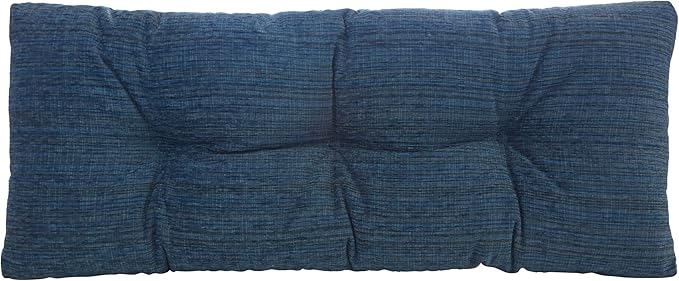 Klear Vu Corner Nook or Piano Seat Omega Non-Slip Tufted Bench Cushion for Indoor Furniture, Entryway Storage, Bay Window, 43 Inches, 10 Blue