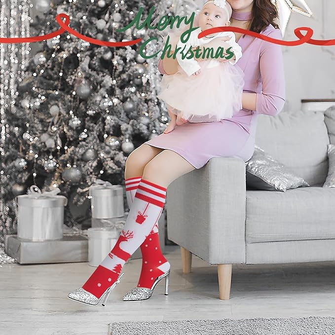 fenglaoda Compression Socks for Women Men Knee High 3 Pairs Support for Nurses, Travel, Circulation, Athletic, Pregnancy