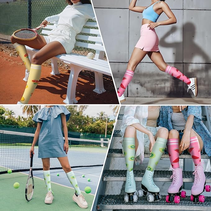 fenglaoda Compression Socks for Women Men Knee High 3 Pairs Support for Nurses, Travel, Circulation, Athletic, Pregnancy