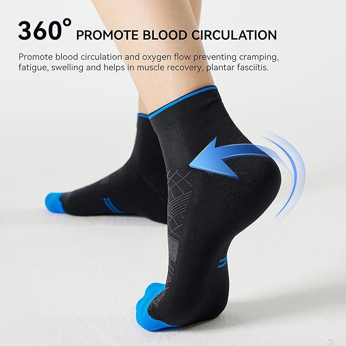 CS CELERSPORT 2/5 Pairs Ankle Compression Socks for Men and Women Running Athletic Socks