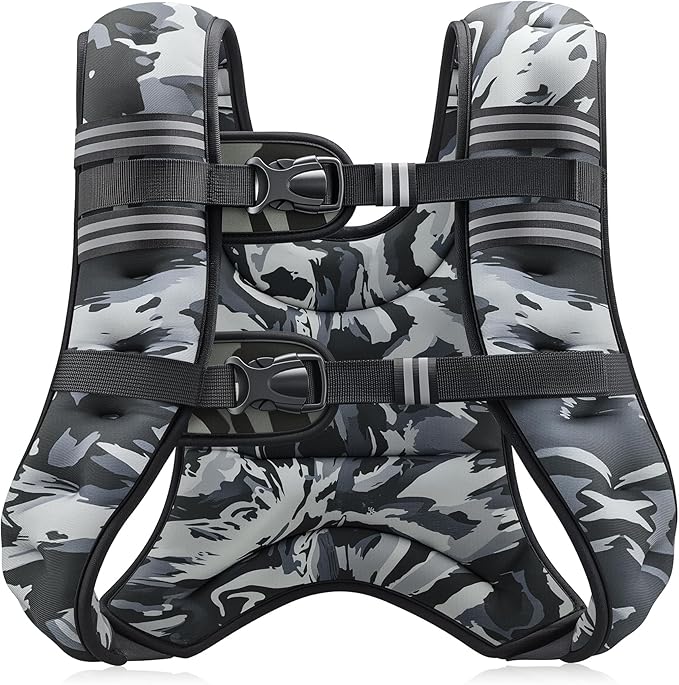 ZELUS Weighted Vest, 6lb/8lb/12lb/16lb/20lb/25lb/30lb Weight Vest with Reflective Stripe for Workout, Strength Training, Running, Fitness, Muscle Building, Weight Loss, Weightlifting