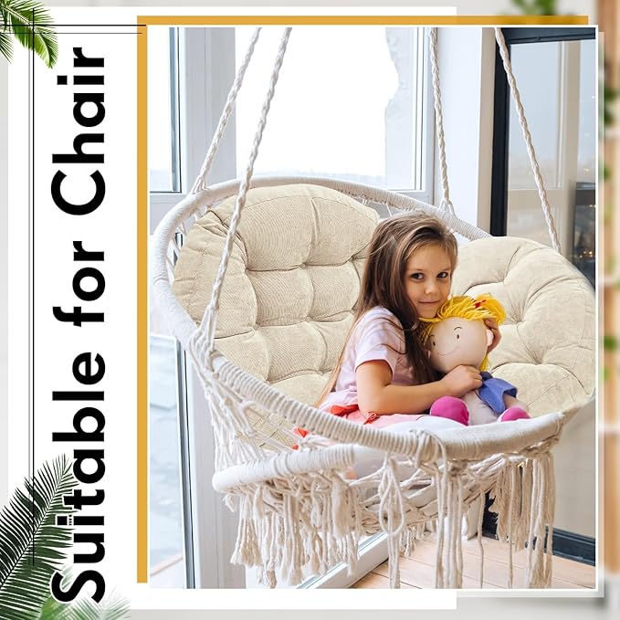 Jerify Floor Pillow Cushions 22 x 22 Inch Round Square Large Meditation Floor Pillow for Classroom Adult Meditation Picnic Party Cushion for Seating Gift Christmas(Round,Beige,2 Pcs)