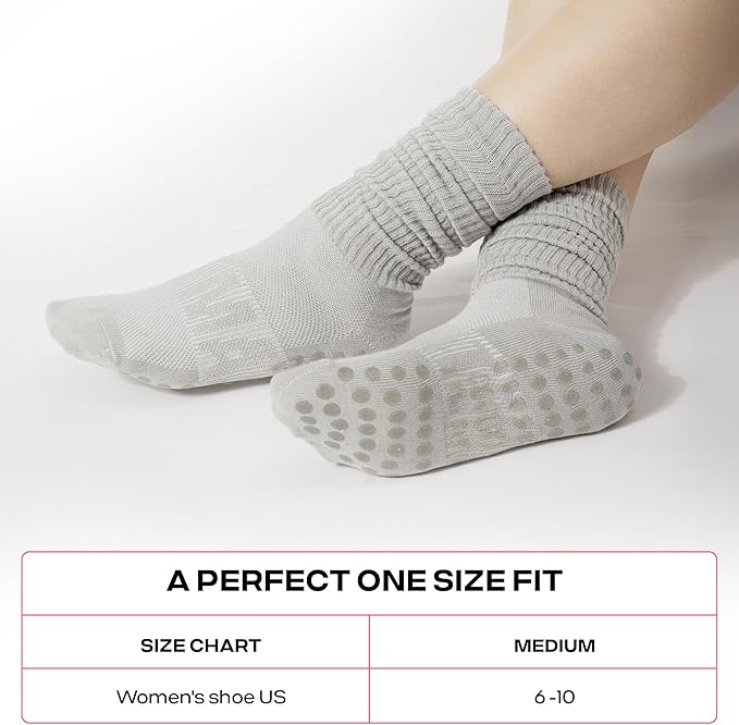 CoolMate Pilates Socks with Grips for Women, Yoga Socks, Crew Non Slip Women for Workout, Barre, Pilates Gifts