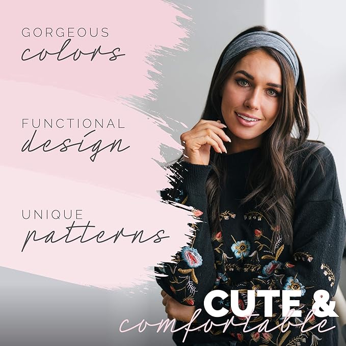 Maven Thread Workout Headbands for Women, 4 inch Thick Wide Non Slip Sweatbands, 2 Pack