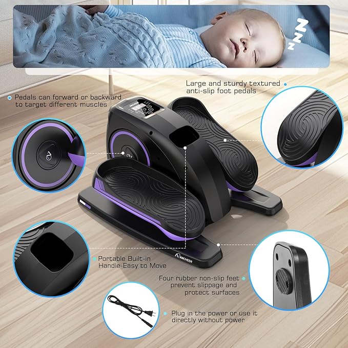 ANCHEER Under Desk Elliptical, Electric Ellipse Leg Exerciser While Sitting for Seniors Adults, Quiet Portable Motorized Seated Foot Pedal Exerciser with Remote Control for Home Office Use