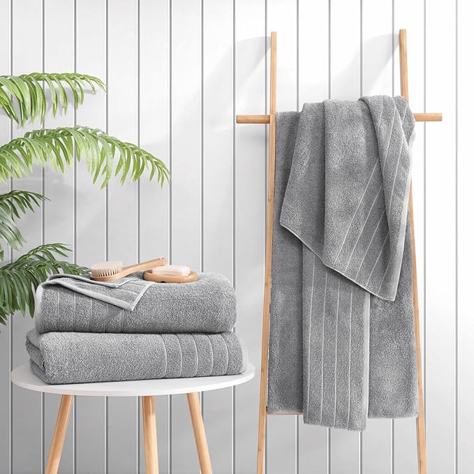 Casa Platino Bath Sheets 2 Pack (36"x 72"), 100% Ring Spun Cotton Bathroom Towels, Soft, Absorbent, Quick Drying - Ultimate Grey