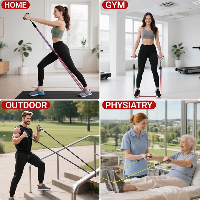 Readaeer Resistance Bands, Exercise Bands for Working Out, Work Out Bands with Handles for Men and Women for Indoor and Outdoor Sports, Fitness, Suspension, Speed Strength, Training, Home Gym,Yoga