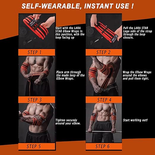 Elbow Wraps for Weightlifting, Bench Press, Cross Training & Powerlifting for Men and Women - 47" Nylon (1 Pair) Elbow Straps - Increases Stability of Joints and Supports Injury Recovery