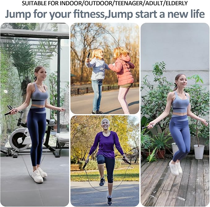 KYTO Smart Jump Rope, High Speed Jump Rope with Counter, Workout Jumping Rope with Steel Ball Bearings, Adjustable Length Speed Skipping Rope, Skipping Rope with App, Fitness Gifts for Adults, Kids