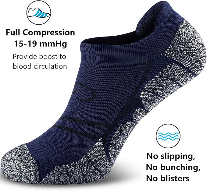 CWVLC No Show Sports Compression Socks for Men Women with Cushion (4/8 Pairs)