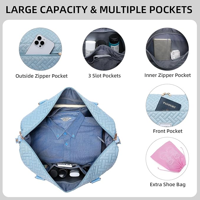 Duffle Bag for Travel, Weekender Bag with Shoe Compartment, Carry On Overnight Bag for Women with Toiletry Bag, Gym Bag with Wet Pocket, Hospital Bags for Labor and Delivery Beige