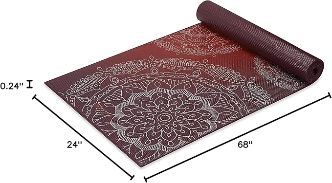 Gaiam Yoga Mat - Premium 6mm Print Extra Thick Non Slip Exercise & Fitness Mat for All Types of Yoga, Pilates & Floor Workouts (68"L x 24"W x 6mm Thick)