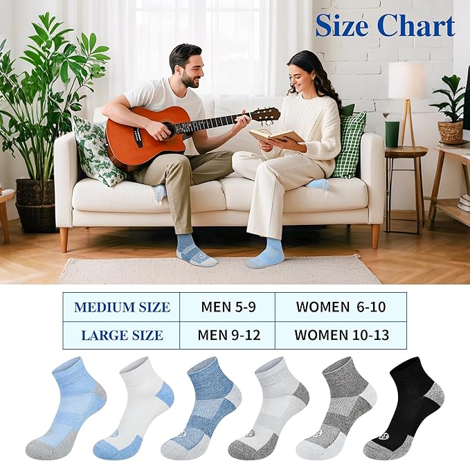Diabetic Socks for Men,6 Pairs Ankle Mens Diabetic Socks,Diabetic Neuropathy Socks for Men 9-12