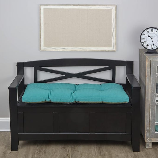 Klear Vu The Gripper Omega Non-Slip Tufted Bench Cushion for Indoor Furniture, Entryway Storage, Bay Window, 35 Inches, Solid Teal