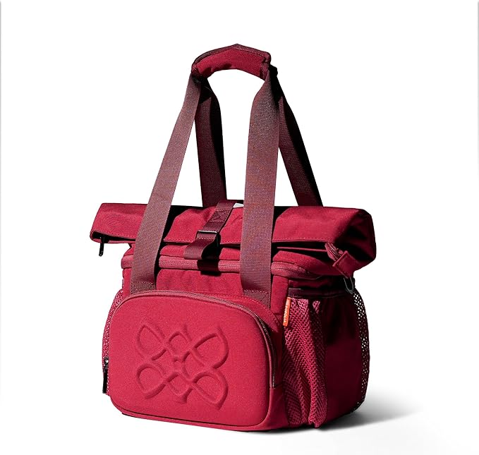 Dual Compartment Insulated Lunch bag, with 2 Leakproof Compartments & Roll-top, 13L lunchbox for work (Burgundy)