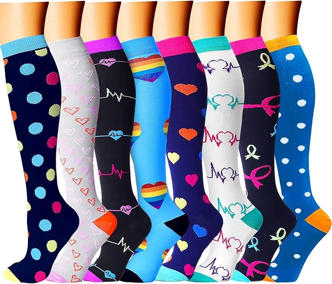 CHARMKING Compression Socks for Women & Men Circulation (8 Pairs) 15-20 mmHg is Best Support for Athletic Running,Hiking
