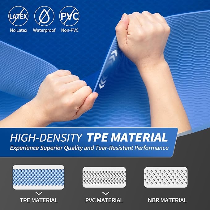 CAMBIVO Yoga Mat for Women Men Kids, 1/3 & 1/4 & 2/5 Inch Extra Thick Yoga Mat Non Slip, 72" x 24" TPE Yoga Mats, Workout Mat with Carrying Strap for Yoga, Pilates and Floor Exercises