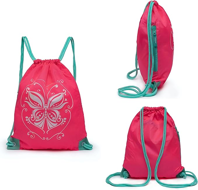 Girls Drawstring Backpack,Sport Gym Cinch Bag for Kids (flaming)