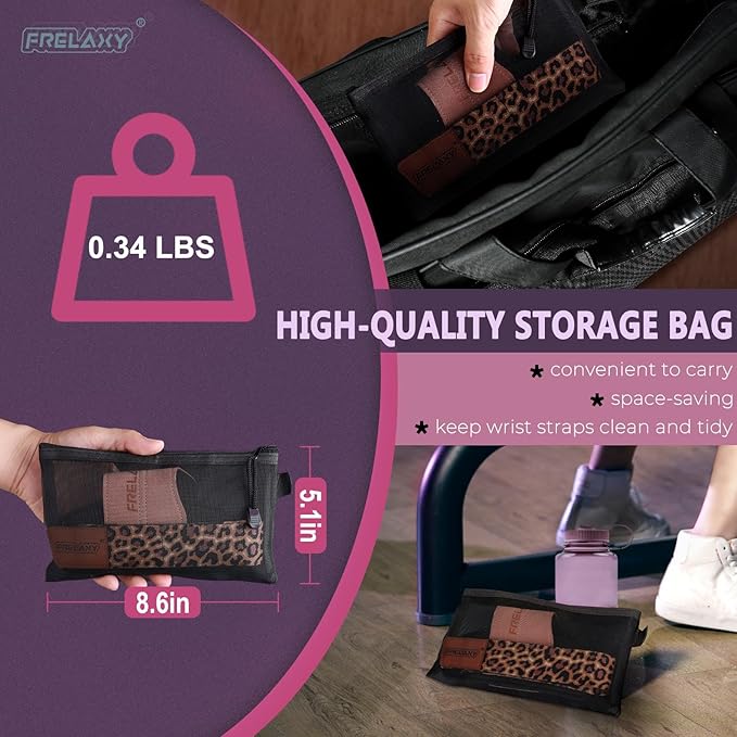 Frelaxy Lifting Wrist Straps Women and Men, Weight Lifting Grips with Cushion Wrist Loop, Double Layer Leather and Storage Pouch, Gym Workout Straps for Deadlift and Powerlifting