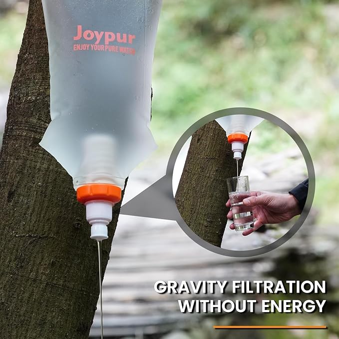 Gravity Water Filter Camping-2000ml Survival Water Filtration System,Portable Water Purifier for Travel,Backpacking and Emergency Preparedness,with Ultrafiltration Membrane (0.01 Micron)