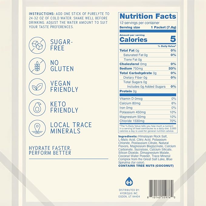 Electrolyte Drink Mix – Sugar-Free Hydration Powder Packets – Clean Electrolytes with Trace Minerals – Keto, Vegan, Gluten-Free – No Artificial Sweeteners – 30 Sticks – Blue Raspberry