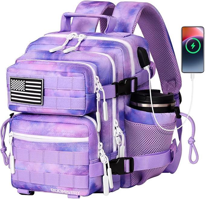 15L Mini Tactical Backpack Small Tactical Backpack for Women, Military Backpack for Gym, Hiking, Daily (Purple Nebula-15L)