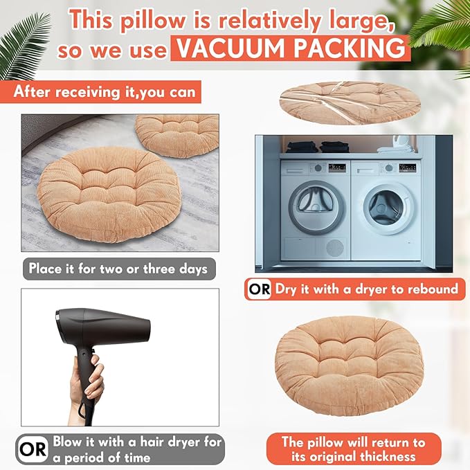 Jerify Floor Pillow Cushions 22 x 22 Inch Round Square Large Meditation Floor Pillow for Classroom Adult Meditation Picnic Party Cushion for Seating Gift Christmas(Round,Yellow Green,4 Pcs)