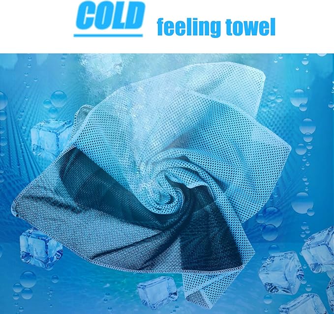 Biange Cooling Towels (40"x 12", Pack of 10) for Neck and Face, Cold Towel for Hot Weather, Sports, Workout, Fitness, Gym, Yoga, Golf, Pilates, Travel, Camping & More