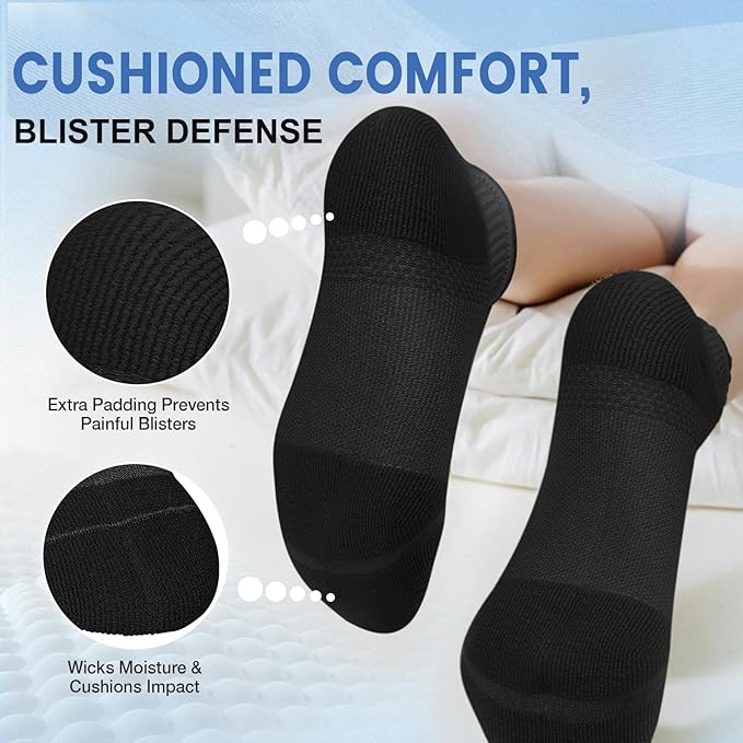 DHSO 7 Pairs Cushioned Ankle Compression Socks for Women Plantar Fasciitis Running Wicking Socks with Arch Support