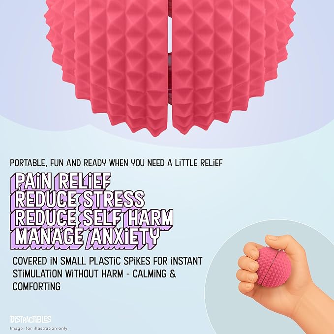 Round Spiked Sensory Fidget Clicker, Tactile Stimming Device with Mechanical Clicky Switches, Lanyard Attachment, Ideal for Pain Stim, ADHD, Autism & Stress Relief (Pink, Large)
