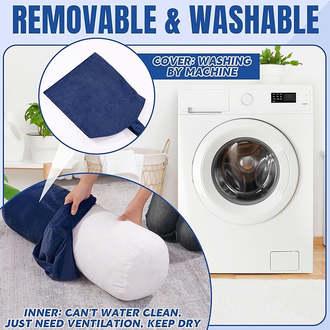 MABOZOO Round Yoga Pillow, Cylindrical Yoga Bolster Pillow with Washable Cover, Meditation Cushion Body Cushion for Practice, Restorative, Meditation