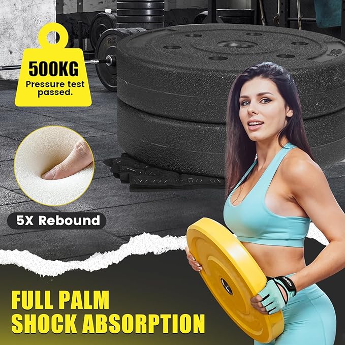 Ventilated Weight Lifting Gloves, Thick Padded Workout Gym Gloves with Full Palm Protection & Grip & Shock Absorption for Women & Men's Fitness Exercise Training