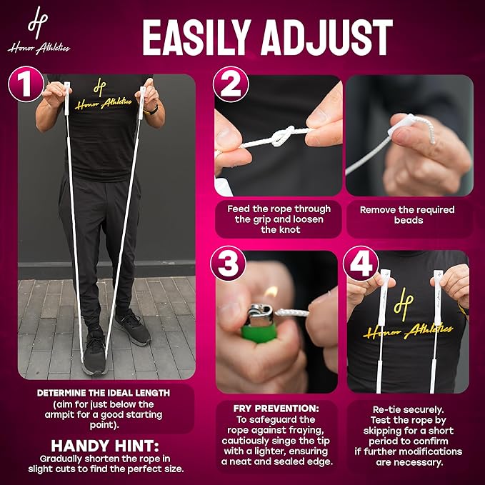 Honor Athletics 2.0 Beaded Jump Rope - Adjustable with Unbreakable Handles & Shatterproof Beads for Enhanced Fitness Training