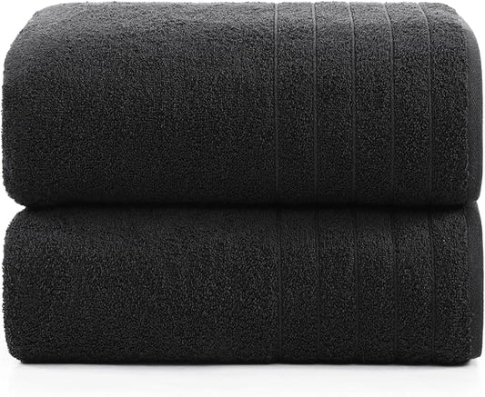 Casa Platino Bath Sheet Set, 2 Pack 36"x 72" 100% Cotton Bath Sheets, Lightweight Black Bath Towels, Highly Absorbent, Quick Drying