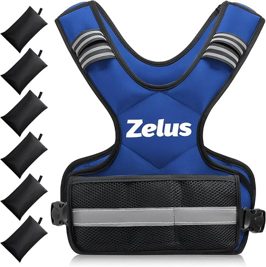 ZELUS Weighted Vest for Men and Women | 4-10lb/11-20lb/20-32lb Vest with 6 Ironsand Weights for Home Workouts | Adjustable Body Weight Vest Exercise Set for Cardio and Strength Training