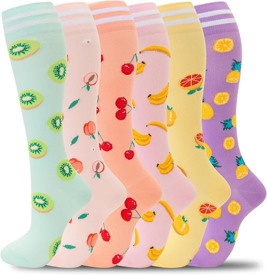 fenglaoda Compression Socks for Women Men Support Circulation 6 Pairs Socks For Nurse, Travel, Flight